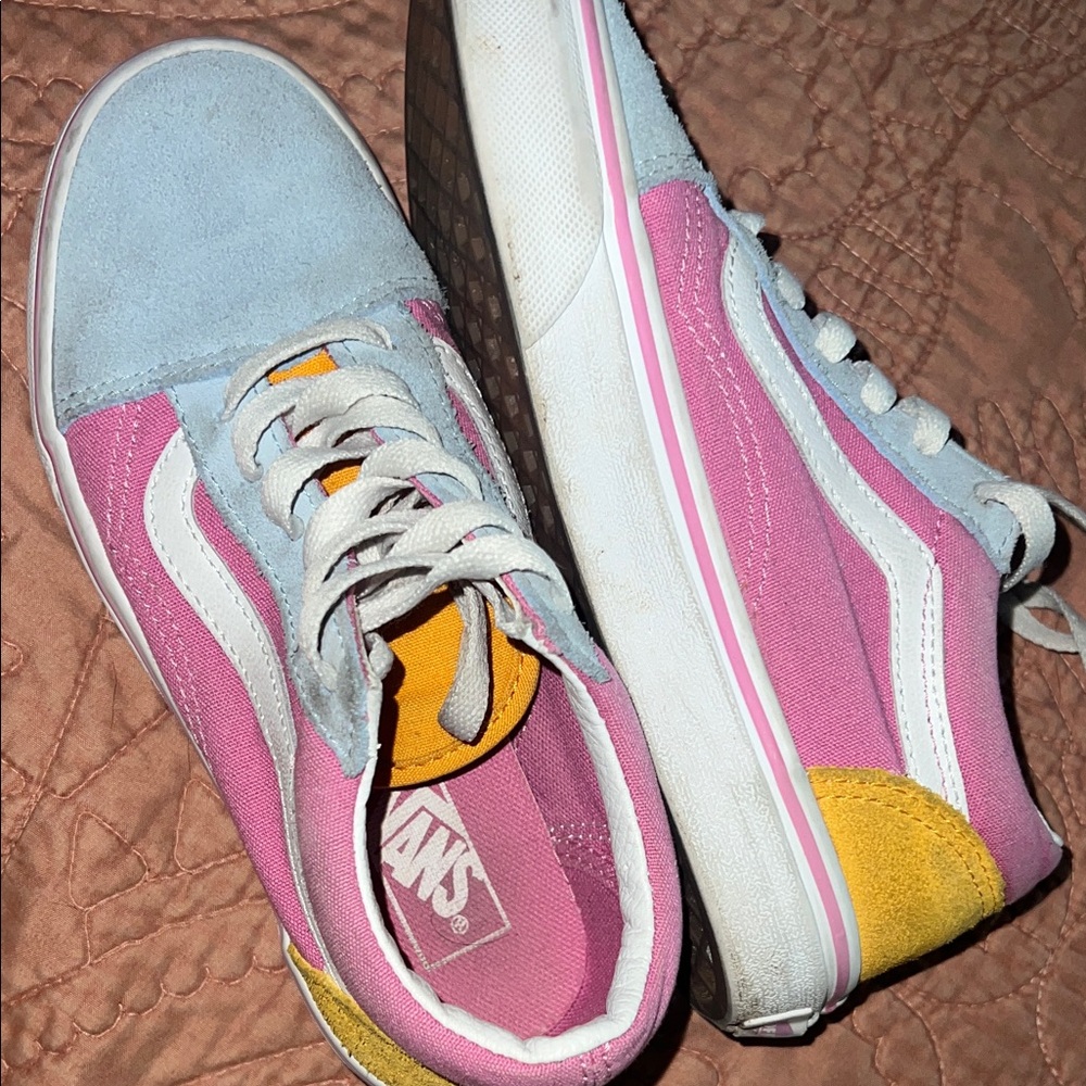 Vans Kids Pink and Yellow Sneakers